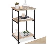 Table d'appoint - TECTAKE - Table d'appoint MEMPHIS bois et acier industriel, 3 plateaux, 34 x 30 x 59 cm - Bois clair/Chêne sonoma