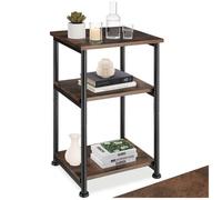 Table d'appoint - TECTAKE - Table d'appoint MEMPHIS en bois et acier au style industriel, 3 plateaux, 34 x 30 x 59 cm - Bois foncé