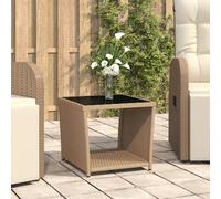Table d'appoint The Living Store avec plateau en verre Beige Polyrotin et verre trempé