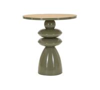 Mauro Ferretti Table basse en métal avec plateau en bois, Ø 45,5 x 49 cm
