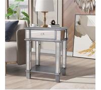 Table d'Appoint - UNHO - Plateau en Miroir - Gris - Pour Salon, Chambre ou Bureau