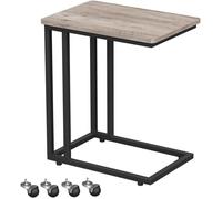 VASAGLE Table d’Appoint, Bout de Canapé, Table Mobile, avec Cadre en Acier et roulettes, Montage Facile, Style Industriel, pour Salon, Chambre, Balcon, Grège et Noir LNT050B02