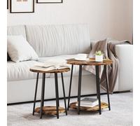 Table D'appoint Vidaxl 2 Pcs En Chêne Fumé, Bois D'ingénierie Et Métal