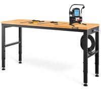 Table d'atelier multifonctionnelle SM® réglable en hauteur - Acier laminé à froid - 122 x 61 x 72 - 97 cm Table de serrage - Capacité de poids 900 kg - Marron - Banc d'outils pliable - Idéal pour l'at