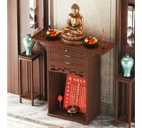 Table d'autel avec plaque de traction rétractable et 2 tiroirs de rangement, pour décoration de temple de la maison, sanctuaire, 80 cm
