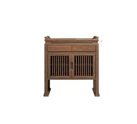 Table d'autel chinoise Table d'autel à deux niveaux en bois massif | Présentoir traditionnel(Bruin,Petit)