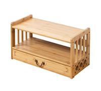 Table d'autel de méditation avec tiroir, table Puja pour prières, culte, divination, présentoir en bambou pour plantes, pots, livres