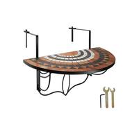 Table de balcon rabattable 75 x 65 x 62 cm - terracotta/blanc