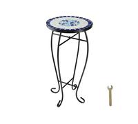Table de balcon en Acier mosaïque et ciment avec pieds courbés 30 x 30 x 615 cm blanc/bleu