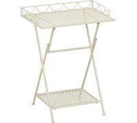 Table de balcon Mica Decorations Marseille – Étagère à plantes – 50 x 38 x 68 cm – Table d'appoint – Fer résistant aux intempéries – Mobilier de balcon – Blanc cassé