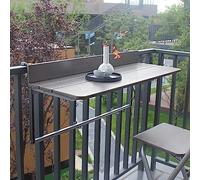 Table de balcon pliable réglable en hauteur - Design moderne blanc - 60 x 37 cm - Économie d'espace - Table d'extérieur et chaise longue pour terrasses et balcons