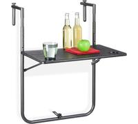 Table de balcon pliante en métal - Pliable pour le balcon - À suspendre - Table pliante - Métallique - Extérieur - Table de balcon