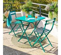 Table de balcon pliante GREENSBORO Vert Opale 2 places - Acier, Traitement anti-rouille renforcé Hespéride