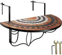 Table de balcon rabattable 75 x 65 x 62 cm - terracotta/blanc