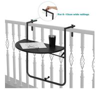 Table de Balcon suspendue - WOLTU - Petite table murale rabattable en Aspect Rotin - 3 Hauteurs réglables - Noir