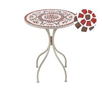 Table de Balcon Vintage Bistrot Extérieur 60 cm en Métal avec Plateau en Mosaïqu