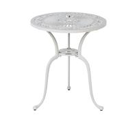 Table de Balcon Vintage en Aluminium d'Extérieur 61 cm Ronde Blanche Dascio