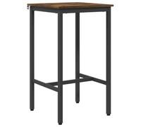 Table de bar 52 x 52 x 90 cm en bois chêne fumé à angle droit | Cadre en acier galvanisé, pieds réglables, forme rectangulaire, pour salon, salle à manger, plan de travail