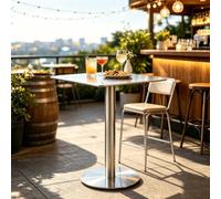 Table de bar à cocktails acier inoxydable grande table de bistro et de pub | Table à manger carrée à hauteur de comptoir, Table d'appoint basse pour boissons, cuisine extérieure, salon(70x70x75cm)