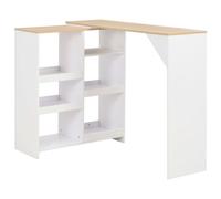 Table de Bar Ajustable avec Étagère Amovible bois contreplaqué Blanc 138x39x110 cm