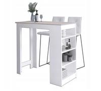 Akord Table de bar avec tabouret - Blanc et chêne Sonoma
