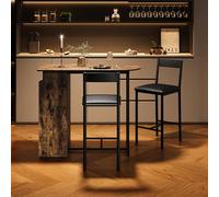 Table De Bar avec 2 Chaises, Étagères Rangement 3 Niveaux, Couleur Rétro | Ensemble Table Haute Style Bistro/Farmhouse PU, pour 2 Personnes, Table Bar Cuisine pour Petit-Déjeuner, Bar