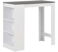 Table de bar avec étagère Blanc 110x50x103 cm Blanc avec dessus gris G