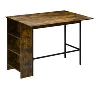 Table de bar avec rangement HOMCOM Table Bistrot Ilot central plateau latéral rabattable et 3 étagères - 120 x 76 x 91,4 cm