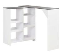 Table de bar avec tablette amovible Blanc 138x39x110 cm blanc avec dessus de table gris G