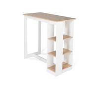 Table de bar BARTH 2 à 4 personnes ajourée bois blanc et plateau façon hêtre