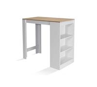 Table de bar BARTH 2 à 4 personnes bois blanc plateau façon hêtre