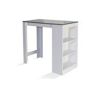 Table de bar BARTH 2 à 4 personnes bois blanc plateau gris