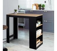 Table de bar BARTH 2 à 4 personnes bois noir et plateau imitation hêtre