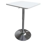 Happy Garden Table de bar Luke – Carrée blanche, pied chromé, réglable en hauteur