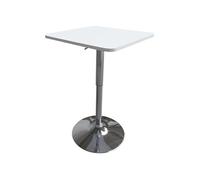 Happy Garden Table de bar Luke – Carrée blanche, pied chromé, réglable en hauteur