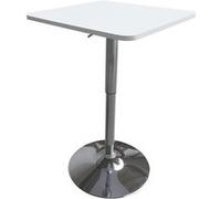 Happy Garden Table de bar Luke – Carrée blanche, pied chromé, réglable en hauteur