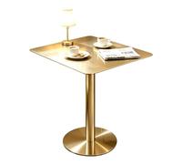Table de bar carrée，Table de salle à manger de cocktail en acier inoxydable | Petite table d'appoint haut de gamme avec base robuste pour commerce, café, bistro, patio, argent/or(Gold,60x60x105cm)
