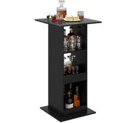 Table de Bar Carrée WOLTU - Noir - 60x60x112cm - Étagères de Rangement