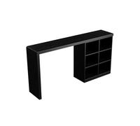Table de Bar Derrière Le Canapé en Bois de Pin avec 6 Cubes de Rangement, Table Console Étroite en Hauteur, Table D'appoint en Bois Massif for Salon, Cuisine Et Entrée(Black,140x45x105cm/55x17x41in)