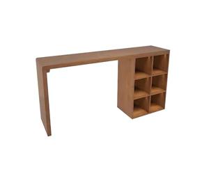 Table de Bar Derrière Le Canapé en Bois de Pin avec 6 Cubes de Rangement, Table Console Étroite en Hauteur, Table D'appoint en Bois Massif for Salon, Cuisine Et Entrée(Brown,160x45x105cm/63x17x41in)