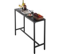 Table de bar d'extérieur, 120 x 37,5 cm Table de bar de patio, plateau imperméable et structure métallique robuste, tables de salle à manger rectangulaires de hauteur comptoir, mobilier d'extérieur po