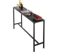 Table de bar d'extérieur, 160 x 37,5 cm Table de bar de terrasse, plateau imperméable et structure métallique robuste, tables de salle à manger rectangulaires de hauteur comptoir, mobilier d'extérieur