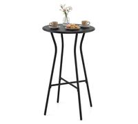 Table de bar d'extérieur COSTWAY, table de bistrot ronde en métal, table haute de jardin résistante aux intempéries pour terrasse, jardin et espace piscine, φ55,5 x 93 cm, noir