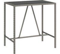 Table de bar et dessus en verre gris 110x70x110 cm poly rotin