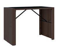 Table de bar et dessus en verre marron 145x80x110 cm poly rotin