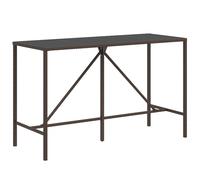 Table de bar et dessus en verre marron 180x70x110 cm poly rotin