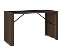 Table de bar et dessus en verre marron 185x80x110 cm poly rotin