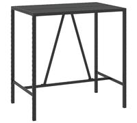 Table de bar et dessus en verre noir 110x70x110 cm poly rotin