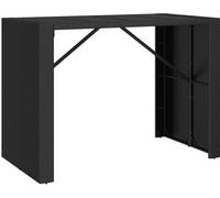 Table de bar et dessus en verre noir 145x80x110 cm poly rotin