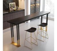 Table de Bar Haute, Mange-Debout Rectangulaire Cuisine Balcon Extérieur | Manger Bistrot Étroite Longue Plateau Bois Noir Métal, Meuble Comptoir Industrielle Salon Appartement Petit Espace